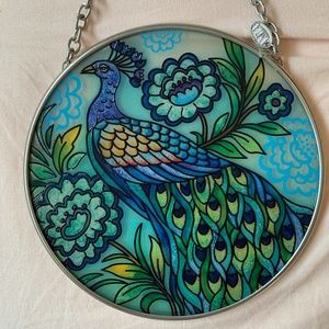 AMIA PEACOCK HAND PAINTED SUN CATCHER CIRCLE#41919